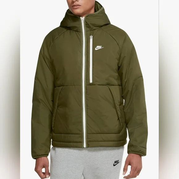 Olive Green NWT Nike Sportswear Therma-Fit Legacy Hooded Jacket - Picture 1 of 6